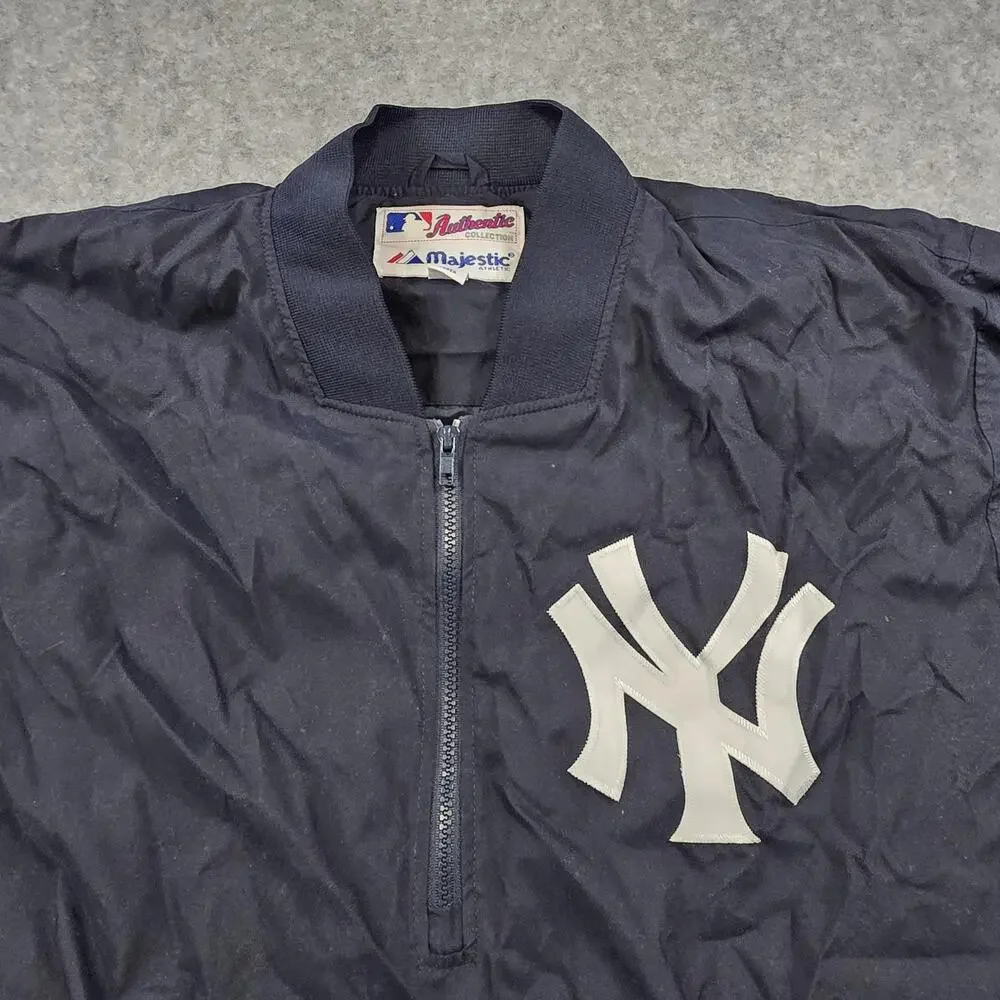 VTG New York Yankees Jacket Mens XL MLB‎ Baseball Pullover Windbreaker Majestic